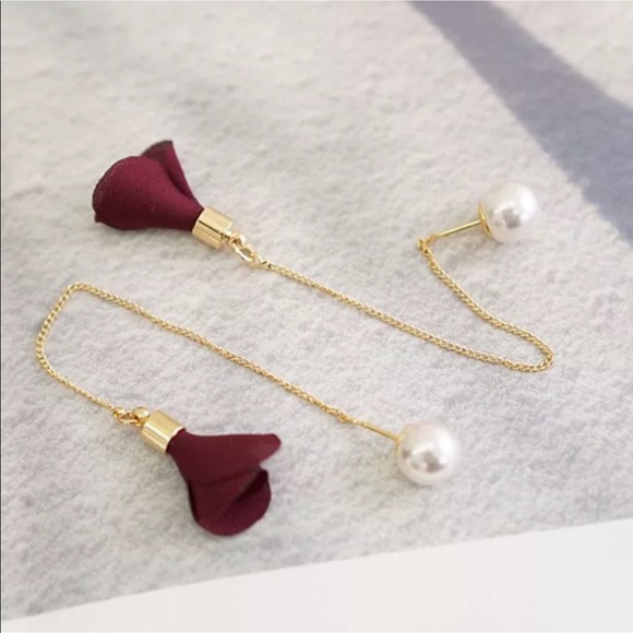 Flower Drop Long Chain Dangle Earrings (as… - Picture 1 of 16